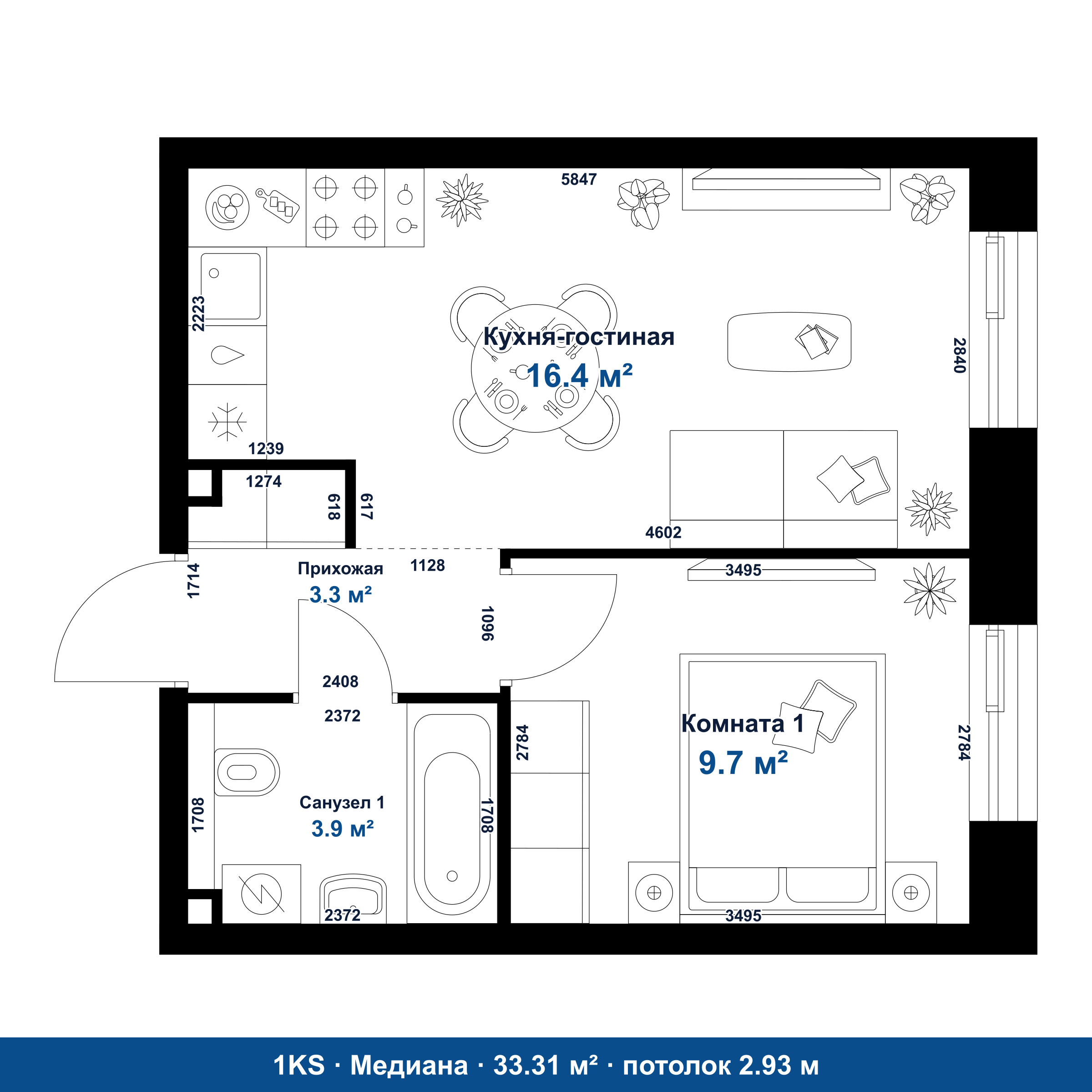 План 1KS 33.31 м²