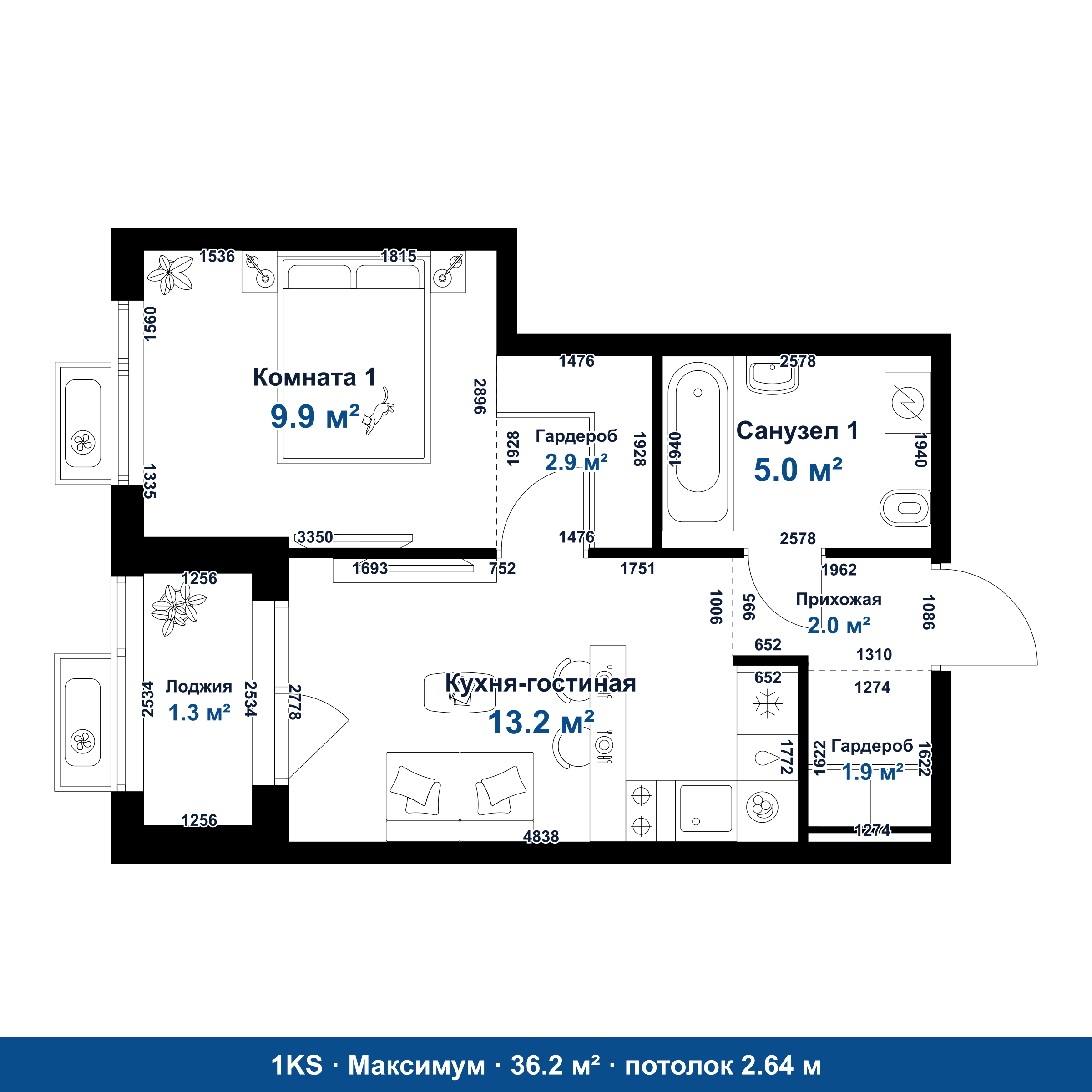 План 1KS 36.2 м²