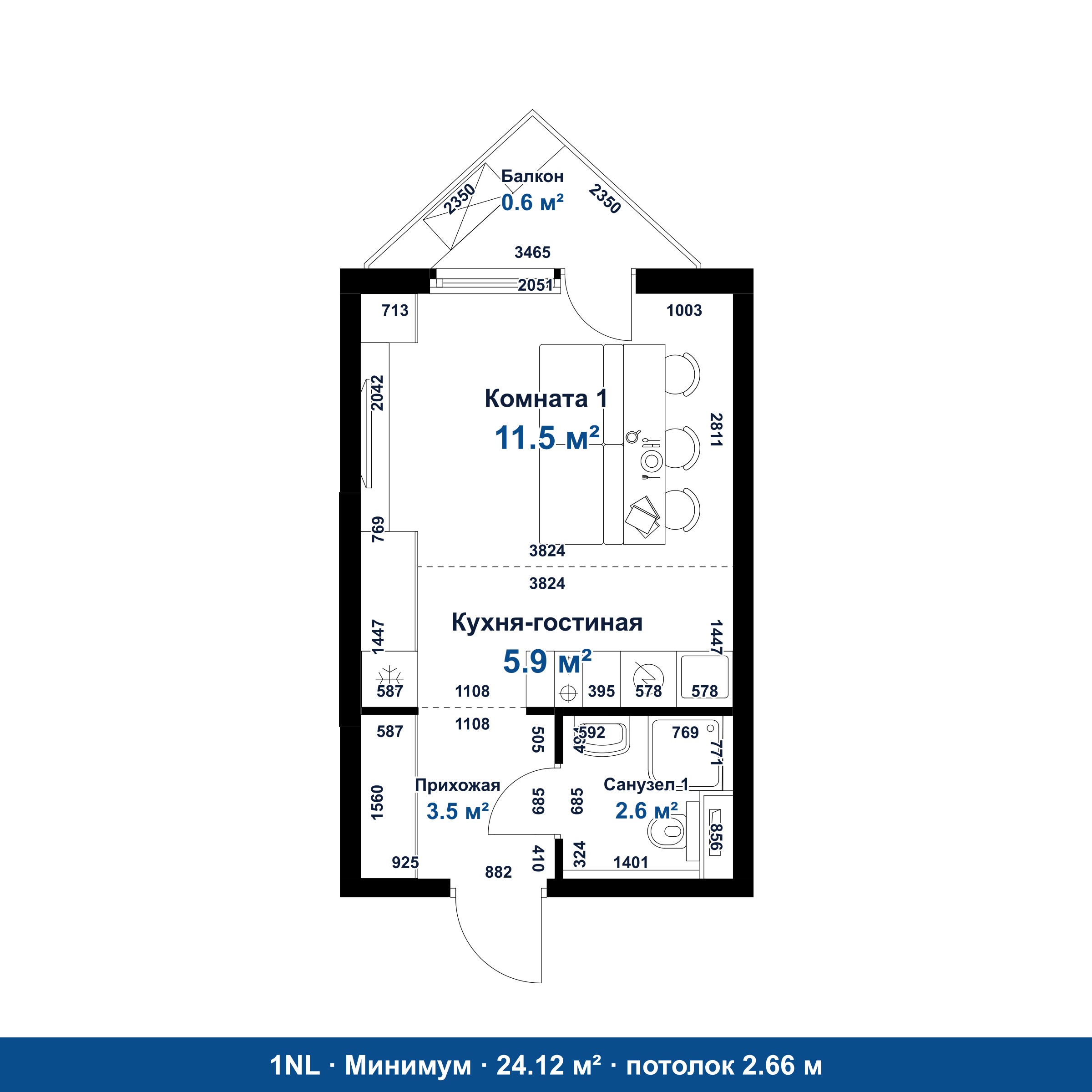 План 1NL 24.12 м²