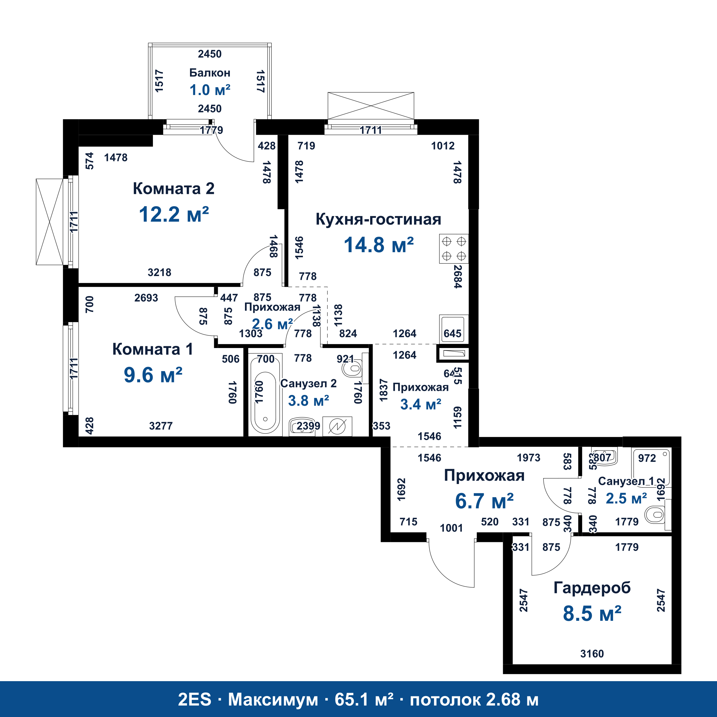 План 2ES 65.1 м²