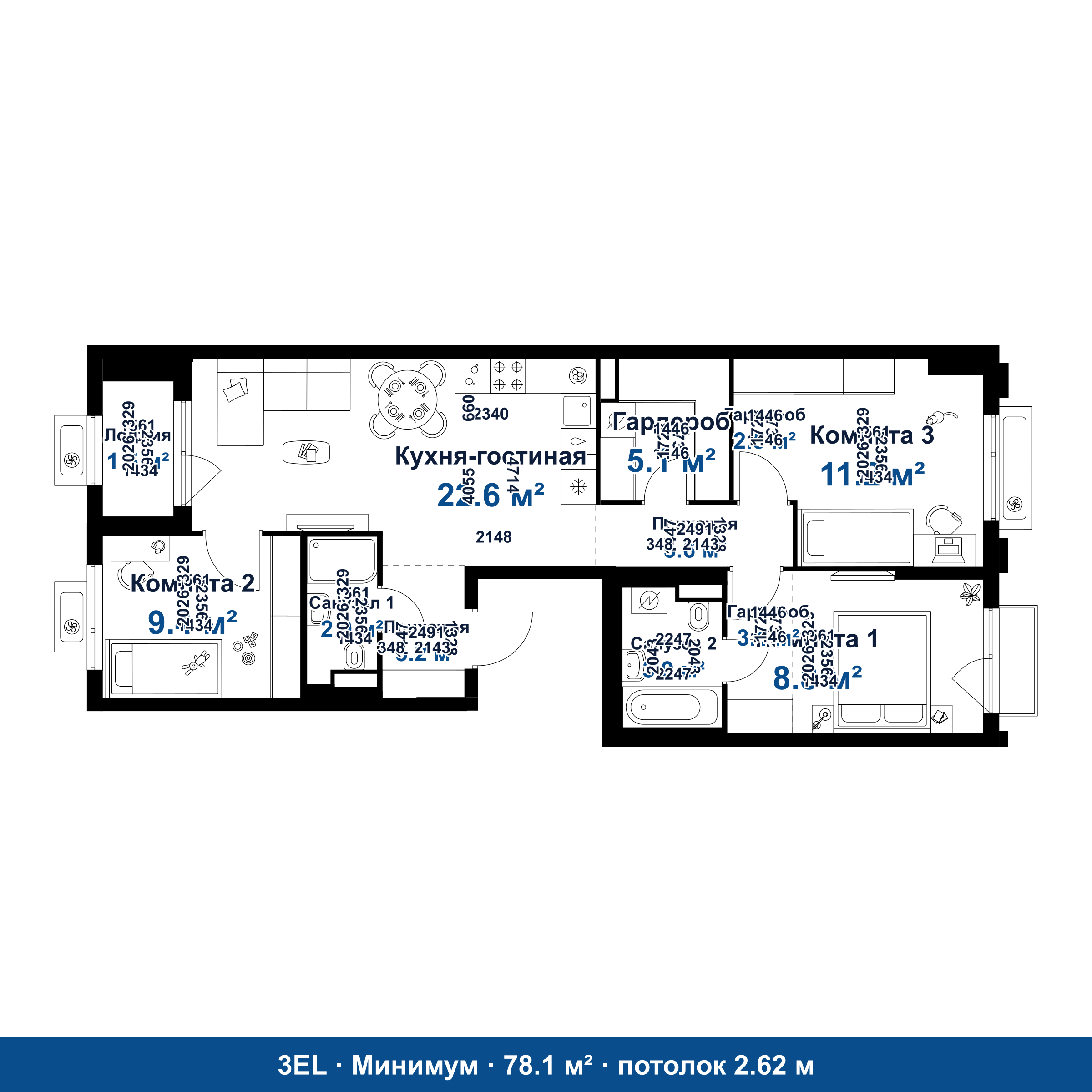 План 3EL 78.1 м²