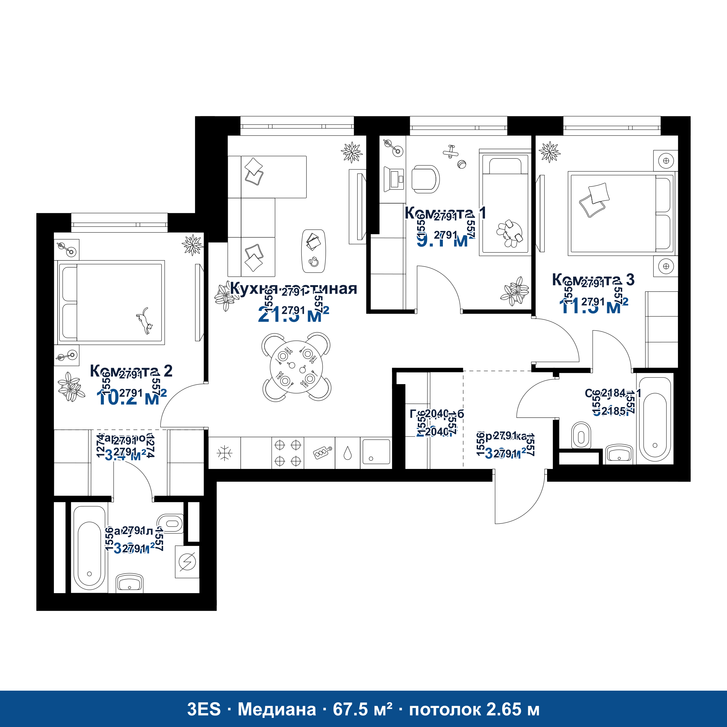 План 3ES 67.5 м²